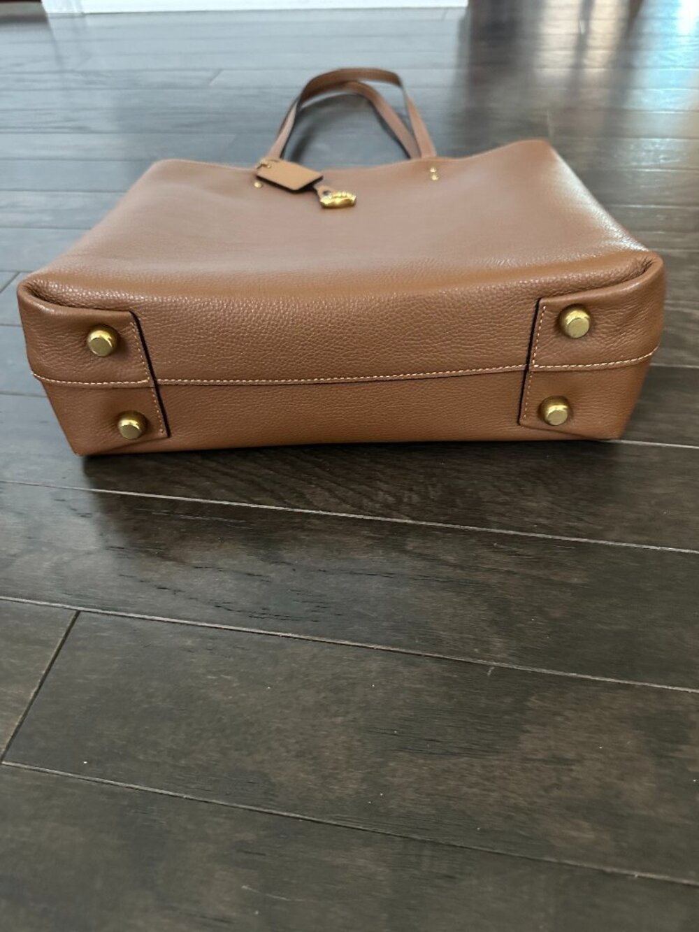 Coach Plaza Brown Pebble Polished Leather Tote/Shoulder Bag #A2080-88341 - Picture 4 of 13